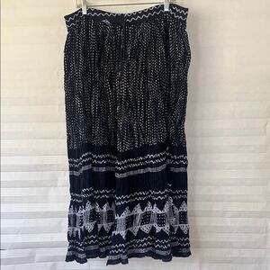 Short Circuit Dark Blue Broomstick Skirt One Size Boho Crinkle Maxi Skirt
